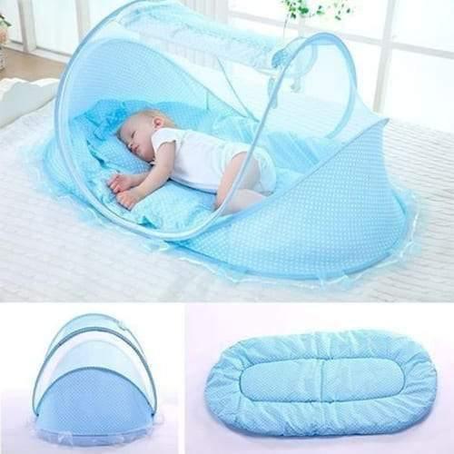 Baby Mattress Mosquito Net Bed - Blue