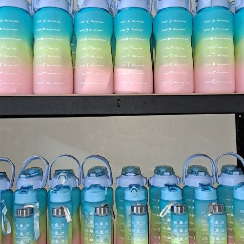 3-Set Motivational Water Bottles - 3 set (Blue, Yellow & Pink)