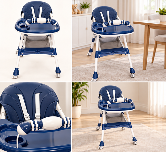 Deluxe Baby Feeding High Chair – Navy Blue