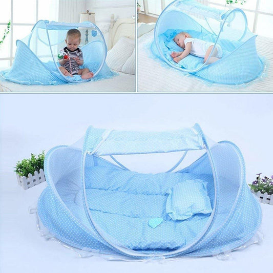 Baby Mattress Mosquito Net Bed - Blue