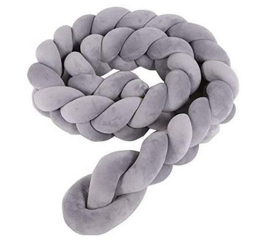 Braided Cot Bumper: Grey  - 2 metre