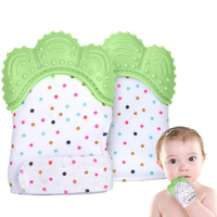 Teething Mitten - Blue / Pink / Green