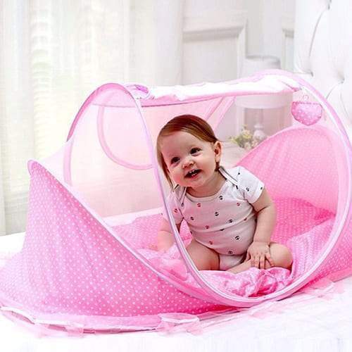 Baby Mattress Mosquito Net Bed - Pink